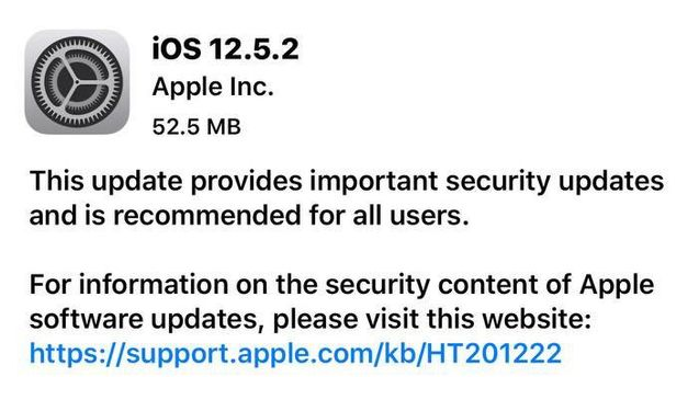 蒲县苹果手机维修分享iOS12.5.2发布，建议所有老苹果用户安装 